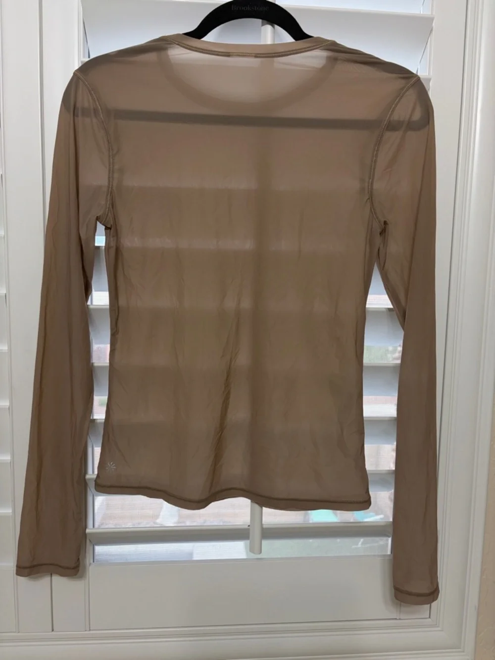 Athleta Apero Mesh Top Long Sleeve Brownstone Sheer in Taupe - Picture 4 of 14